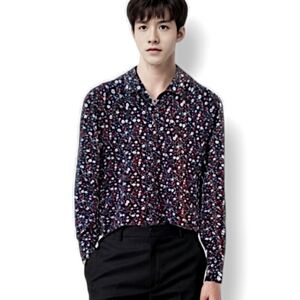 Office Attire Floral Button Down Dress Shirt